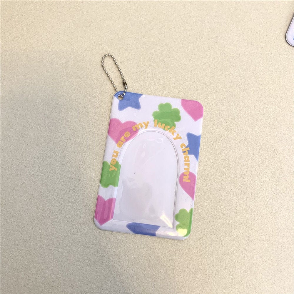 Chic Heart Star Lucky Clover Kpop Keychain Photocard Holder - ArtGalleryZen