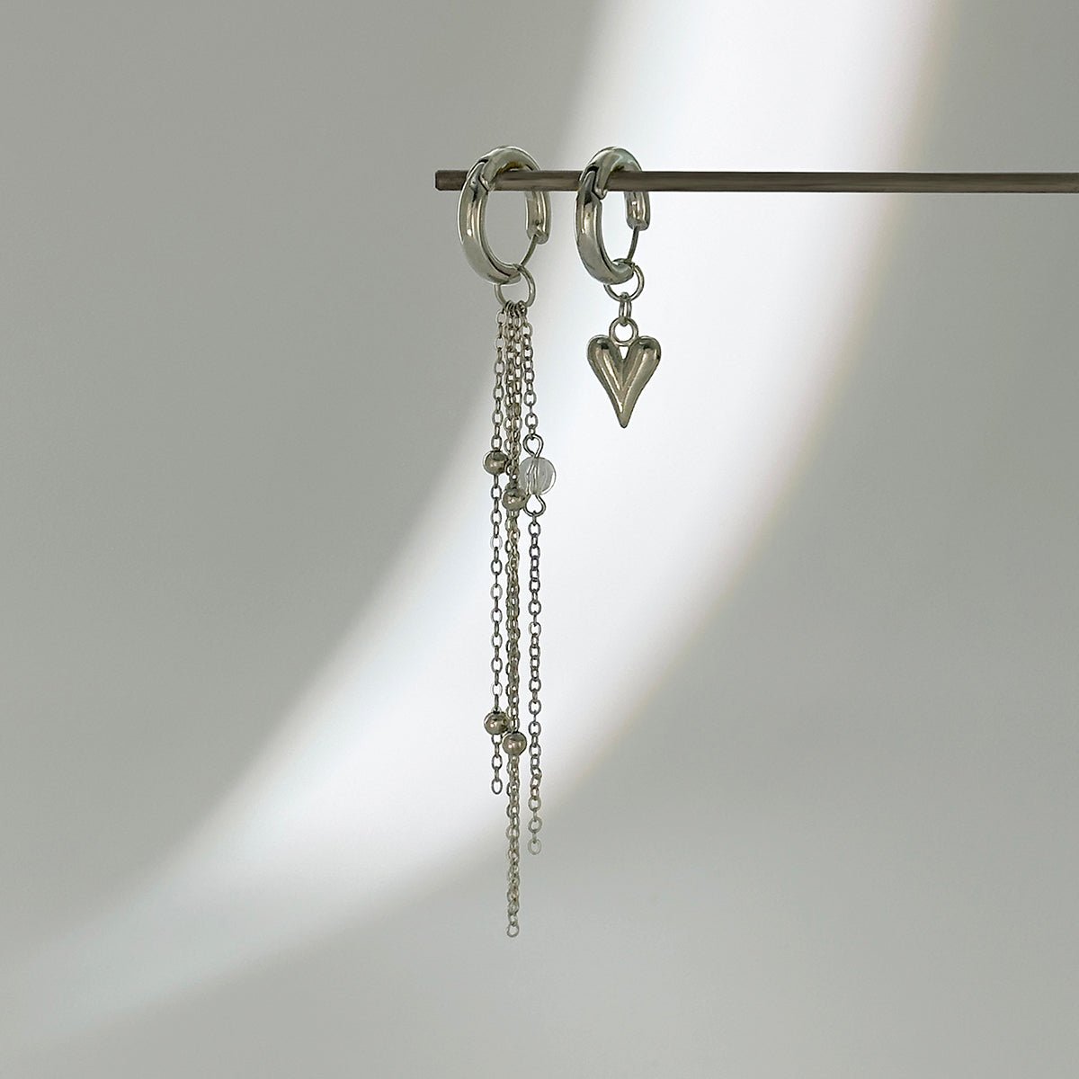 Chic Heart Tassel Huggie Hoop Earrings - ArtGalleryZen