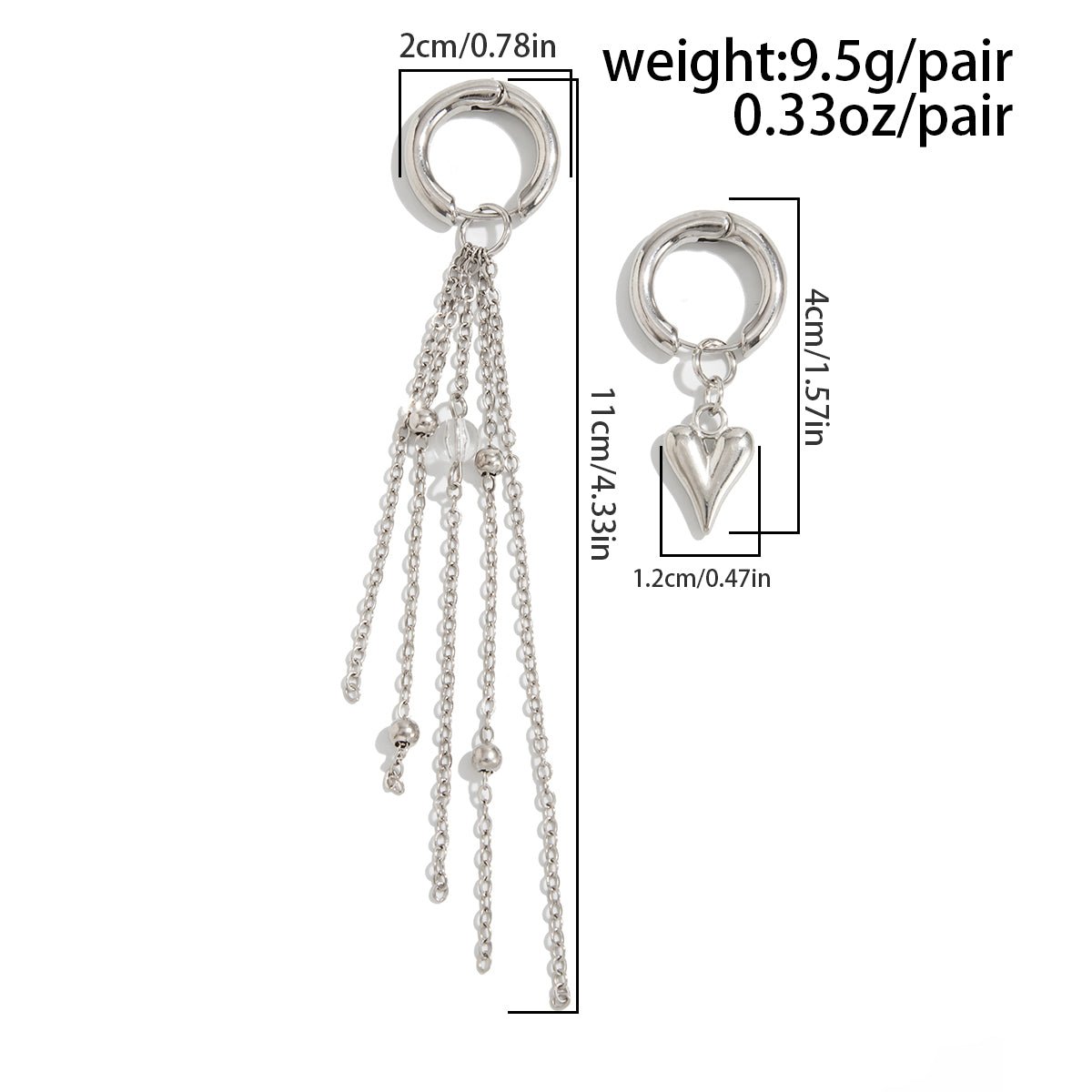 Chic Heart Tassel Huggie Hoop Earrings - ArtGalleryZen