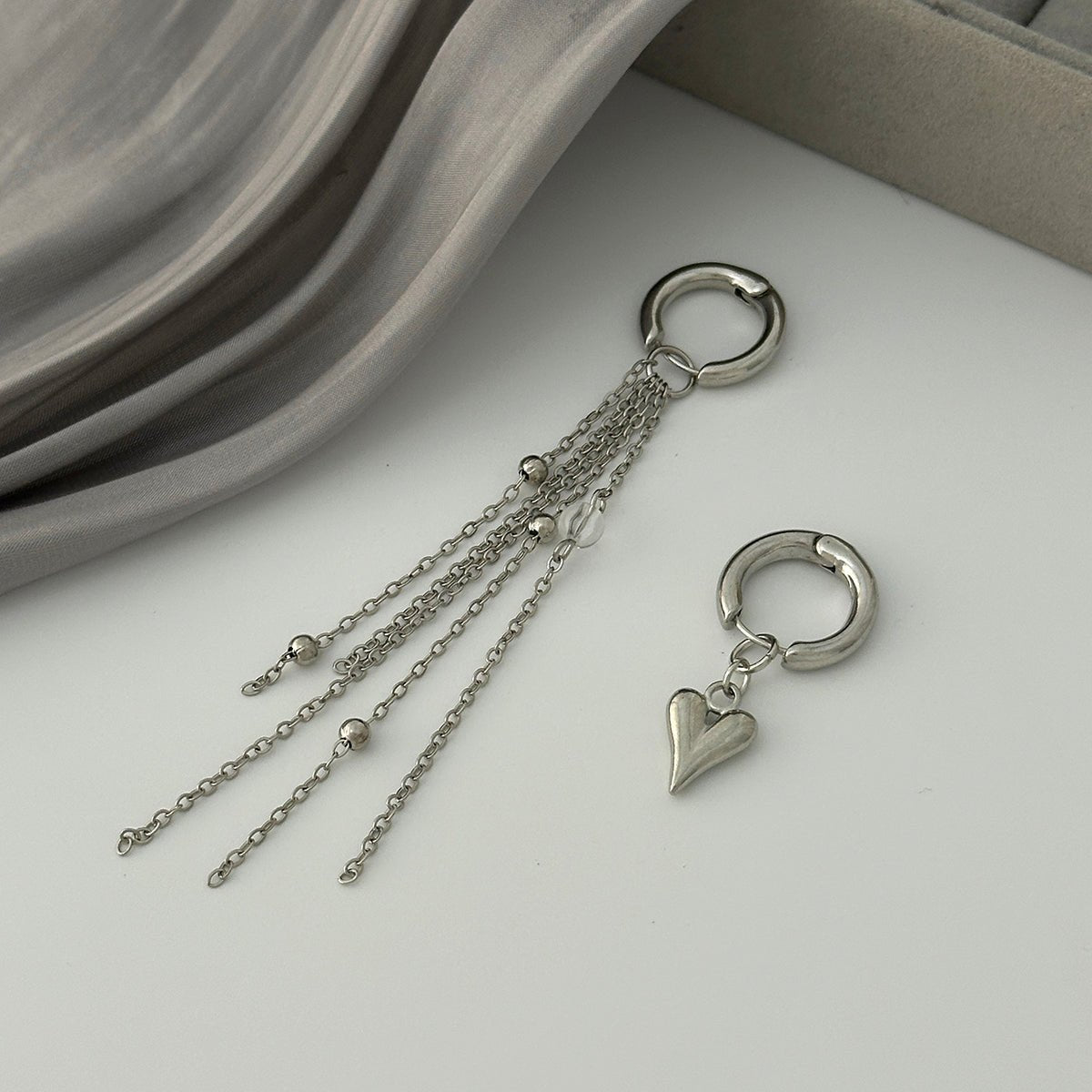 Chic Heart Tassel Huggie Hoop Earrings - ArtGalleryZen