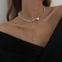 Thumbnail for Chic Heart Tassel Turquoise Stone Beaded Chain Necklace - ArtGalleryZen