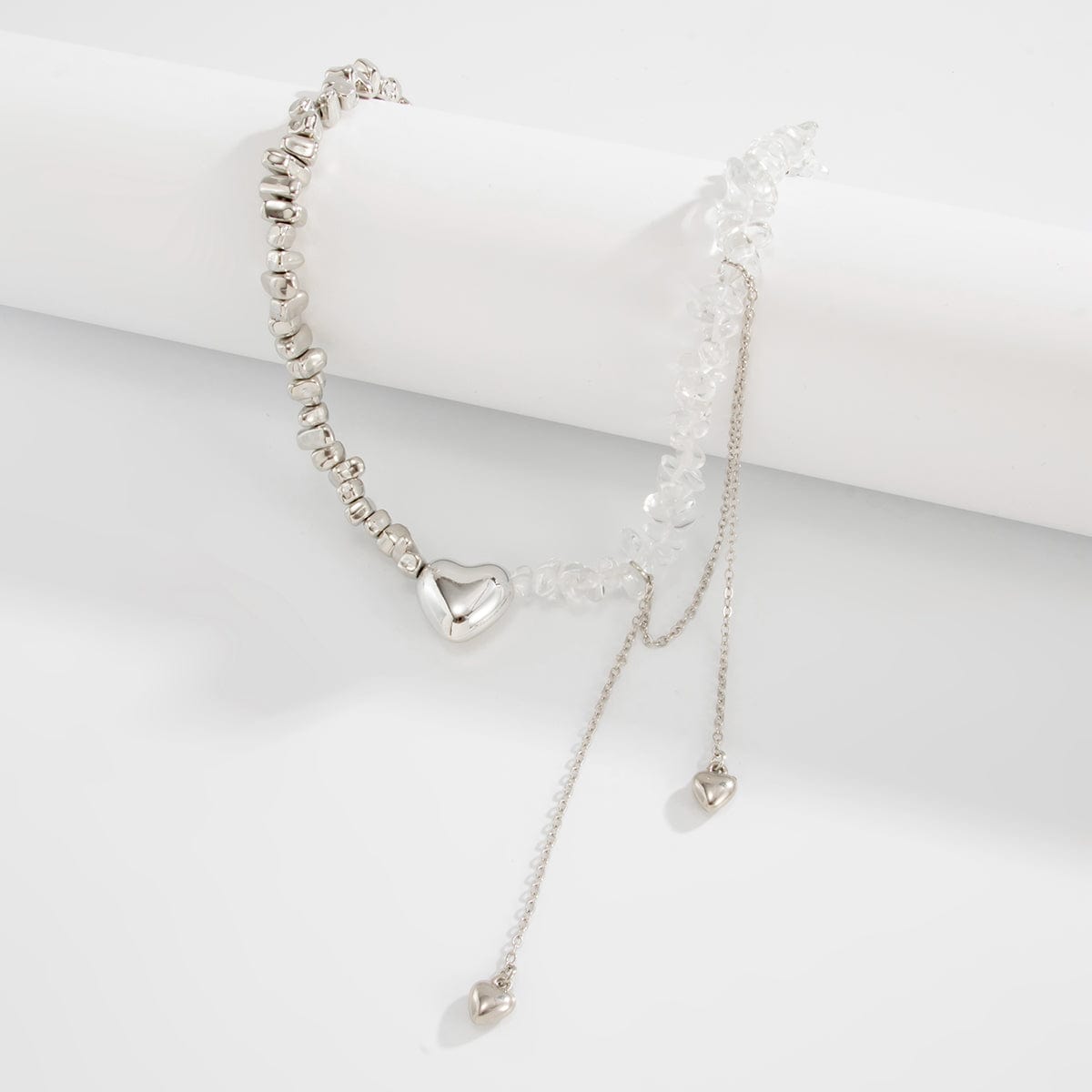 Chic Heart Tassel Turquoise Stone Beaded Chain Necklace - ArtGalleryZen