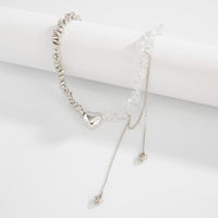 Thumbnail for Chic Heart Tassel Turquoise Stone Beaded Chain Necklace - ArtGalleryZen