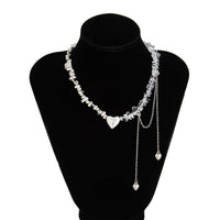 Thumbnail for Chic Heart Tassel Turquoise Stone Beaded Chain Necklace - ArtGalleryZen