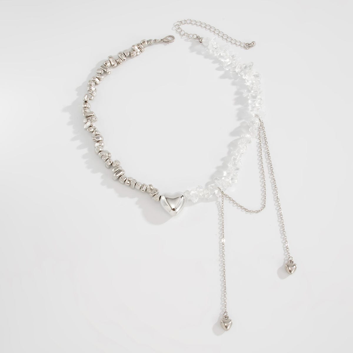 Chic Heart Tassel Turquoise Stone Beaded Chain Necklace - ArtGalleryZen