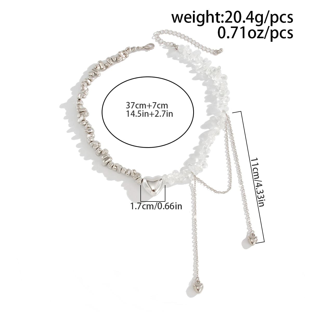 Chic Heart Tassel Turquoise Stone Beaded Chain Necklace - ArtGalleryZen