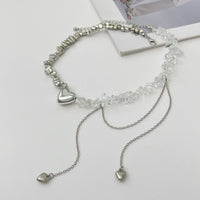 Thumbnail for Chic Heart Tassel Turquoise Stone Beaded Chain Necklace - ArtGalleryZen