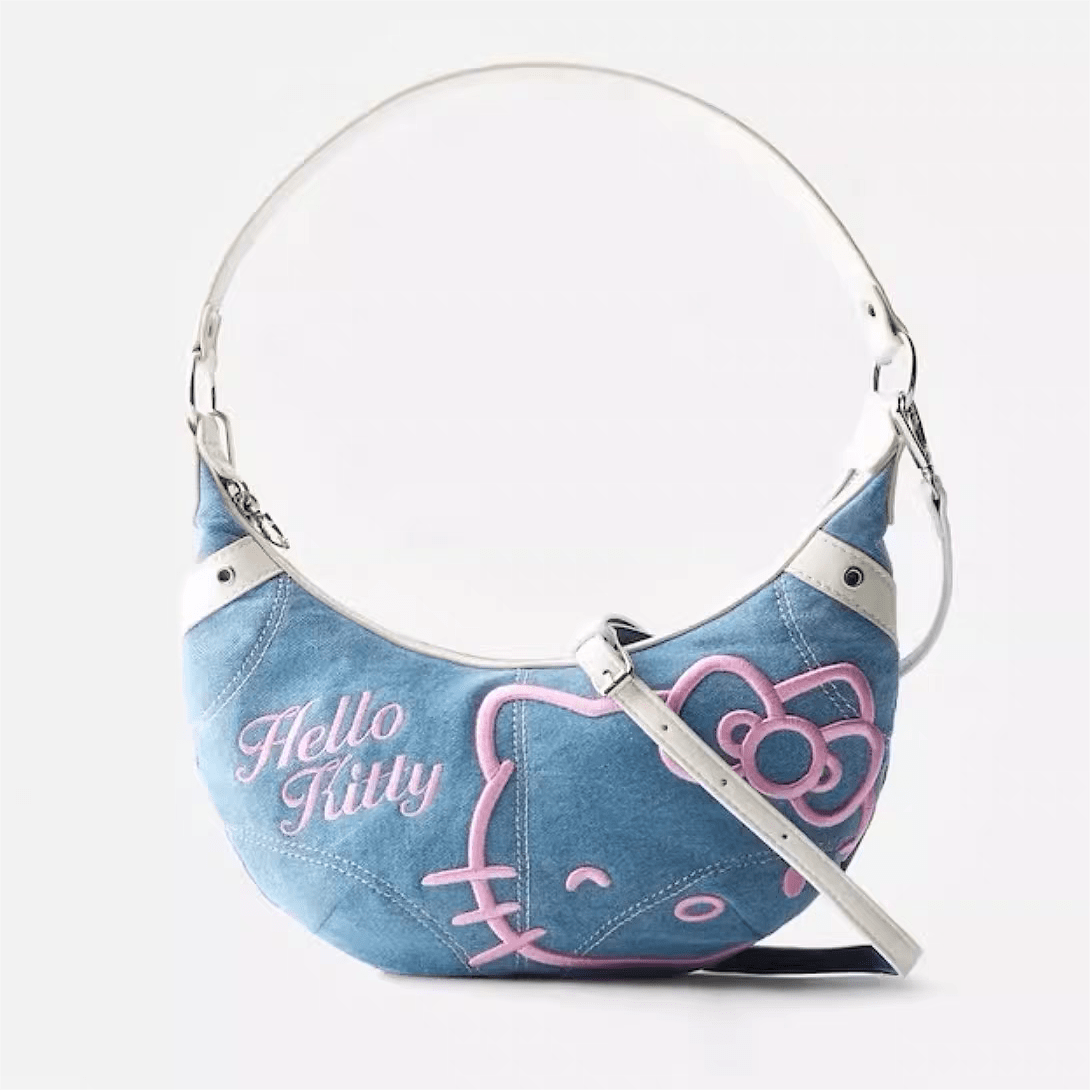 Chic Hello Kitty Denim Shoulder Bag - ArtGalleryZen