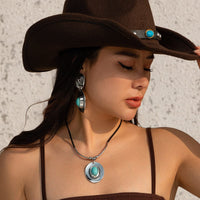 Thumbnail for Chic Hippie Turquoise Inlaid Cowboy Hat Dangle Earrings