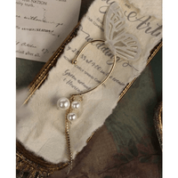 Thumbnail for Chic Hollow Butterfly Pearl Chain Tassel Elf Ear Cuff Wrap Earring - ArtGalleryZen