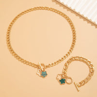 Thumbnail for Chic Hollow Enamel Flower Pendant Bracelet Necklace Set