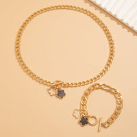 Thumbnail for Chic Hollow Enamel Flower Pendant Bracelet Necklace Set