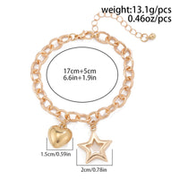 Thumbnail for Chic Hollow Star Heart Charm Cable Chain Bracelet