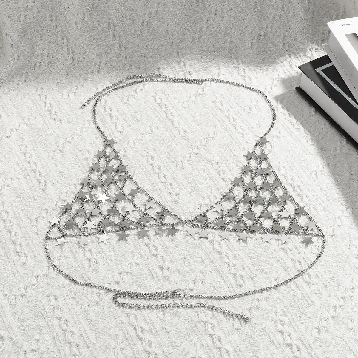 Chic Hollowed-Out Backless Star Sequins Chain Bra - ArtGalleryZen