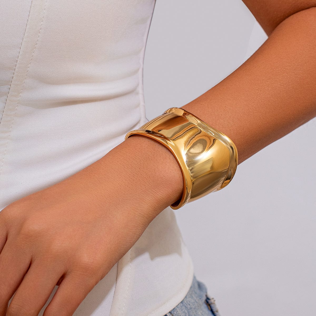 Chic Irregular Curved Open Wide Cuff Bangle Bracelet