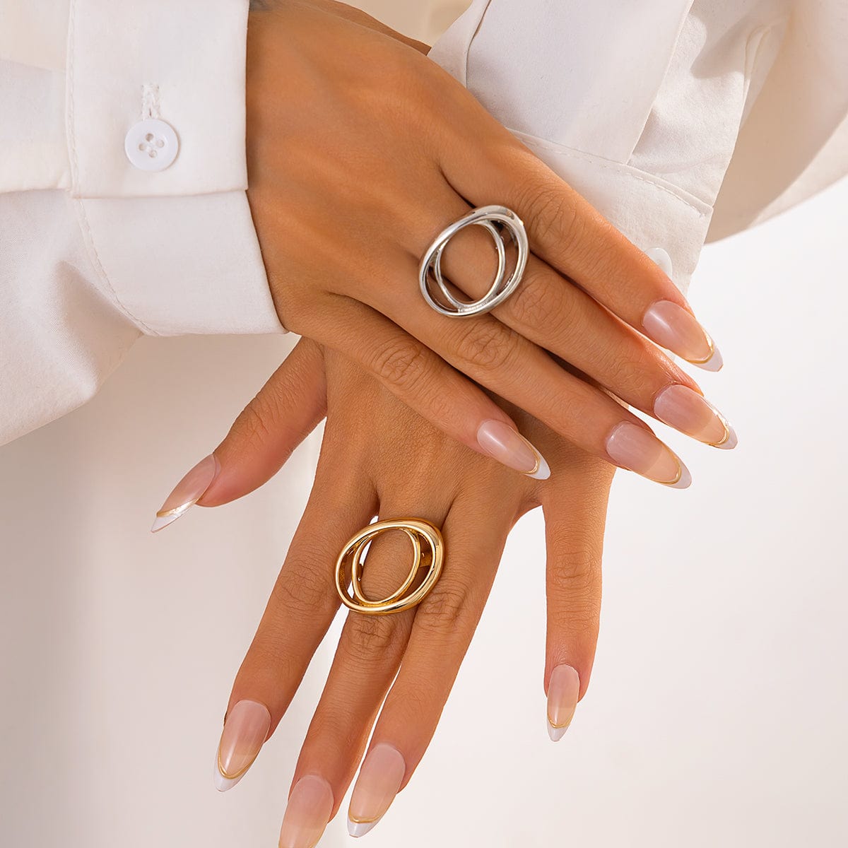 Chic Irregular Duo Oval Ring - ArtGalleryZen