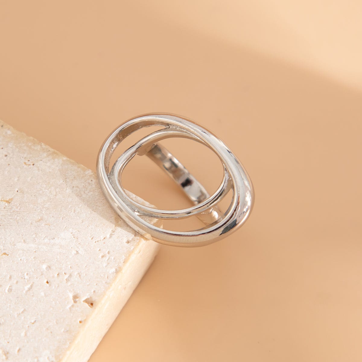 Chic Irregular Duo Oval Ring - ArtGalleryZen