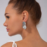 Thumbnail for Chic Irregular Gold Silver Tone Pleated Stud Earrings - ArtGalleryZen