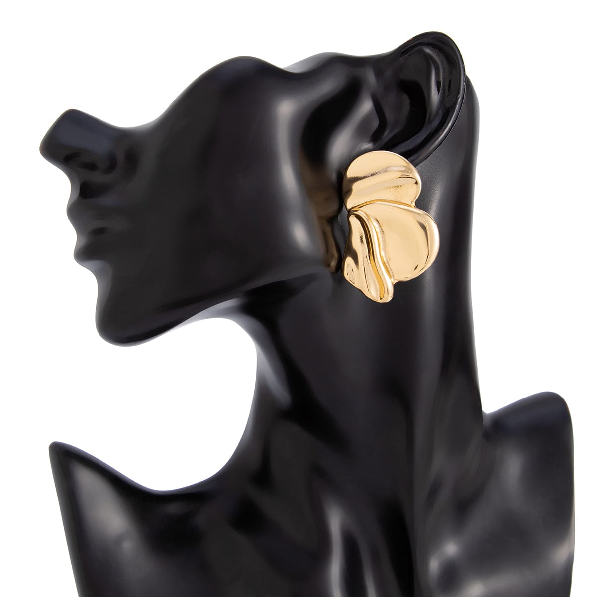 Chic Irregular Gold Silver Tone Pleated Stud Earrings - ArtGalleryZen