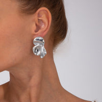 Thumbnail for Chic Irregular Gold Silver Tone Pleated Stud Earrings - ArtGalleryZen