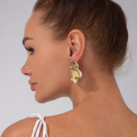 Thumbnail for Chic Irregular Gold Silver Tone Pleated Stud Earrings - ArtGalleryZen