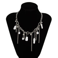 Thumbnail for Chic Irregular Pearl Tassel Curb Chain Necklace - ArtGalleryZen
