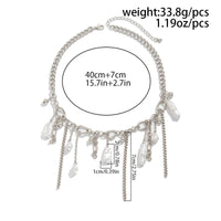 Thumbnail for Chic Irregular Pearl Tassel Curb Chain Necklace - ArtGalleryZen