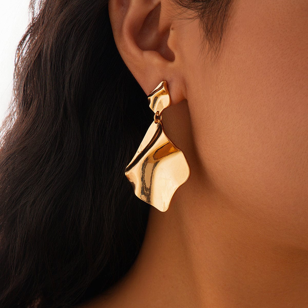Chic Irregular Pleated Square Dangle Earrings - ArtGalleryZen