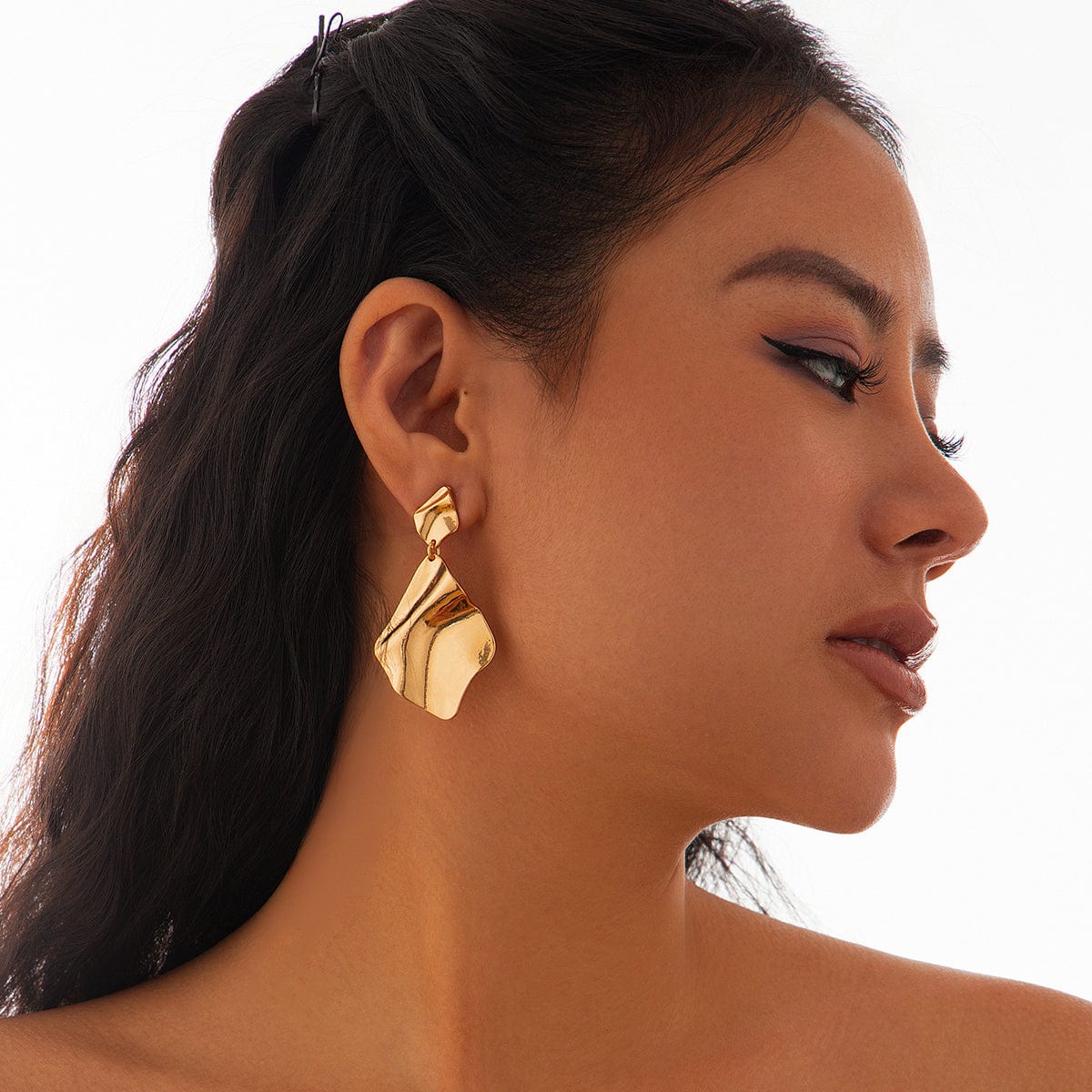 Chic Irregular Pleated Square Dangle Earrings - ArtGalleryZen