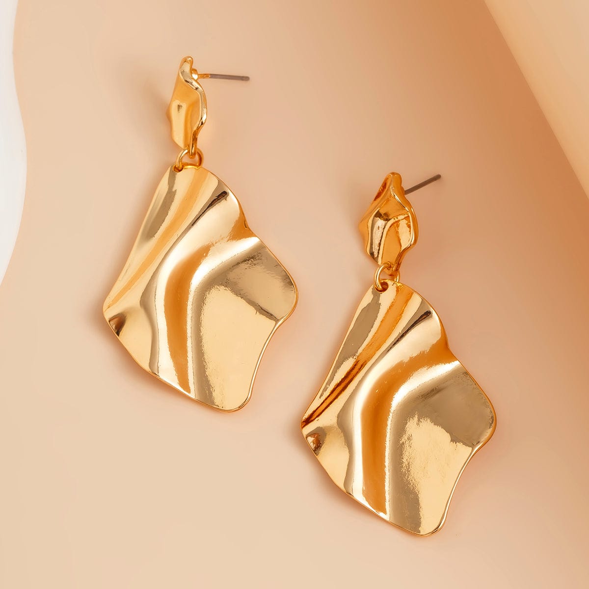 Chic Irregular Pleated Square Dangle Earrings - ArtGalleryZen