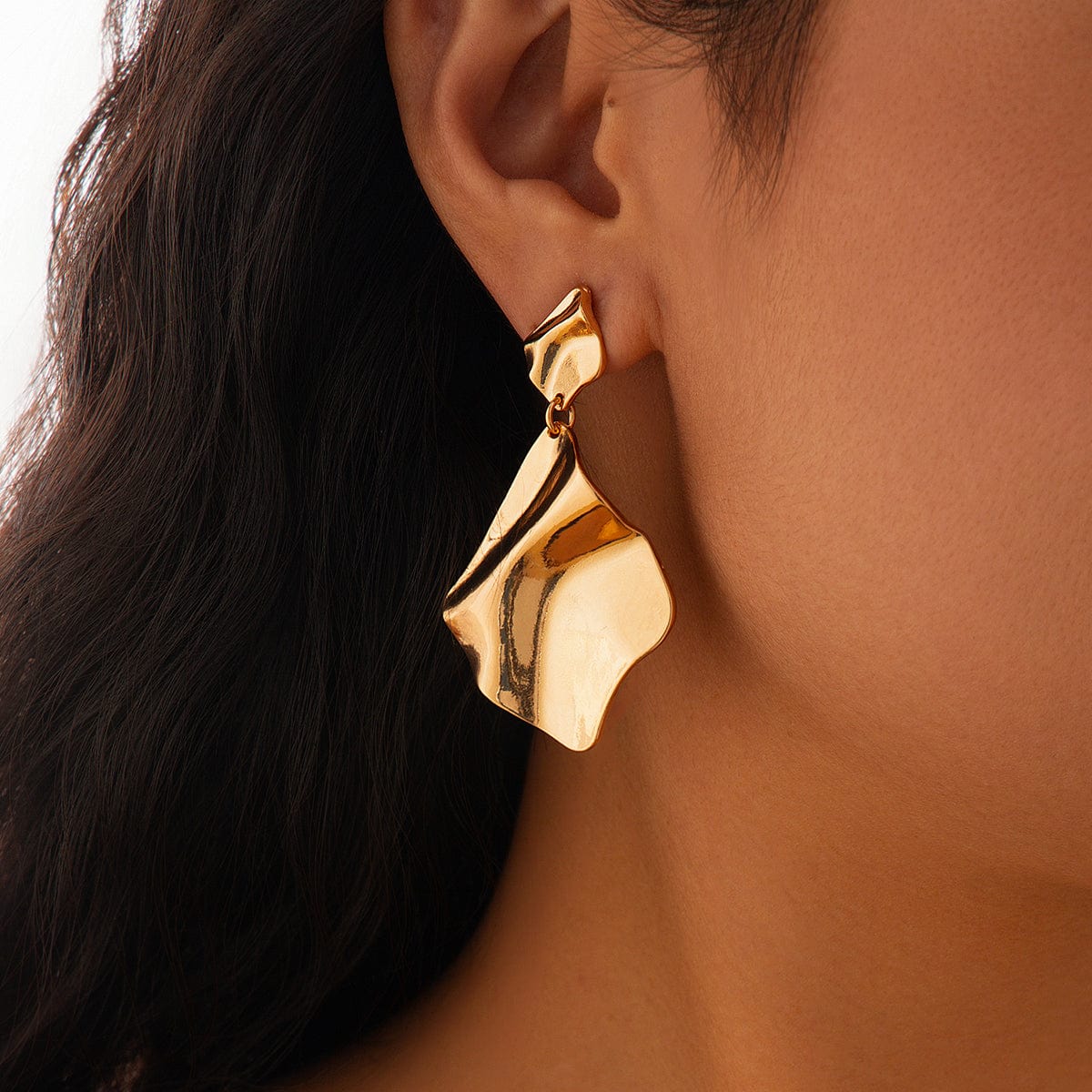 Chic Irregular Pleated Square Dangle Earrings