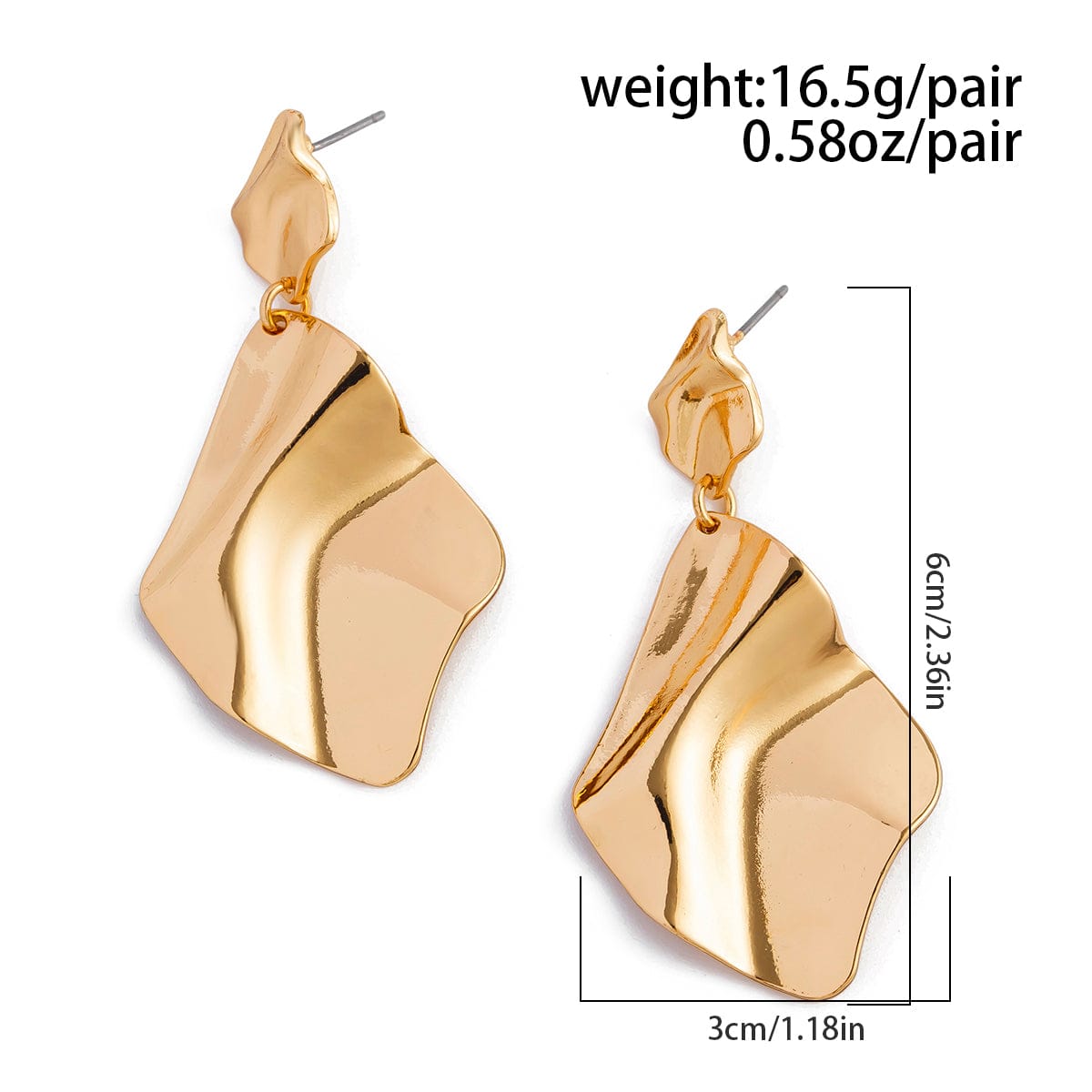 Chic Irregular Pleated Square Dangle Earrings