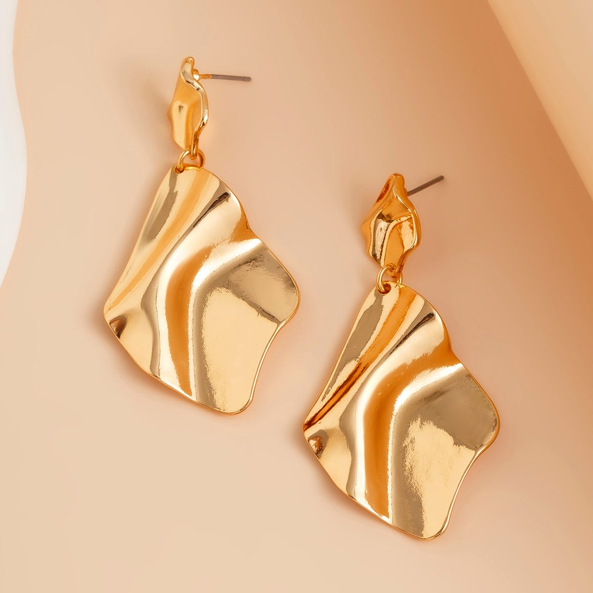 Chic Irregular Pleated Square Dangle Earrings