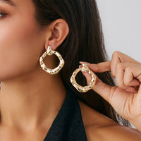 Thumbnail for Chic Irregular Textured Hoop Stud Earrings - ArtGalleryZen