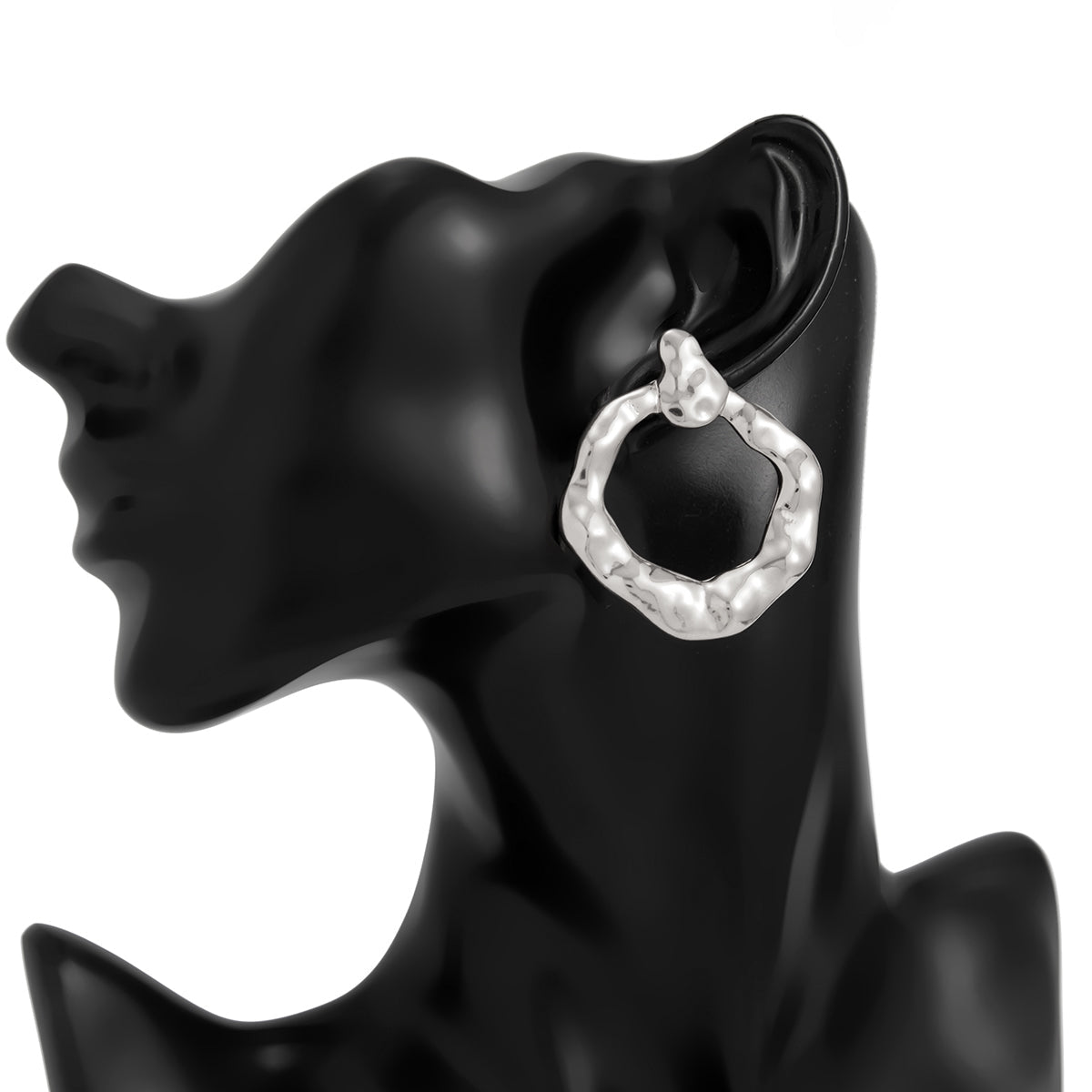 Chic Irregular Textured Hoop Stud Earrings - ArtGalleryZen