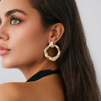 Thumbnail for Chic Irregular Textured Hoop Stud Earrings - ArtGalleryZen