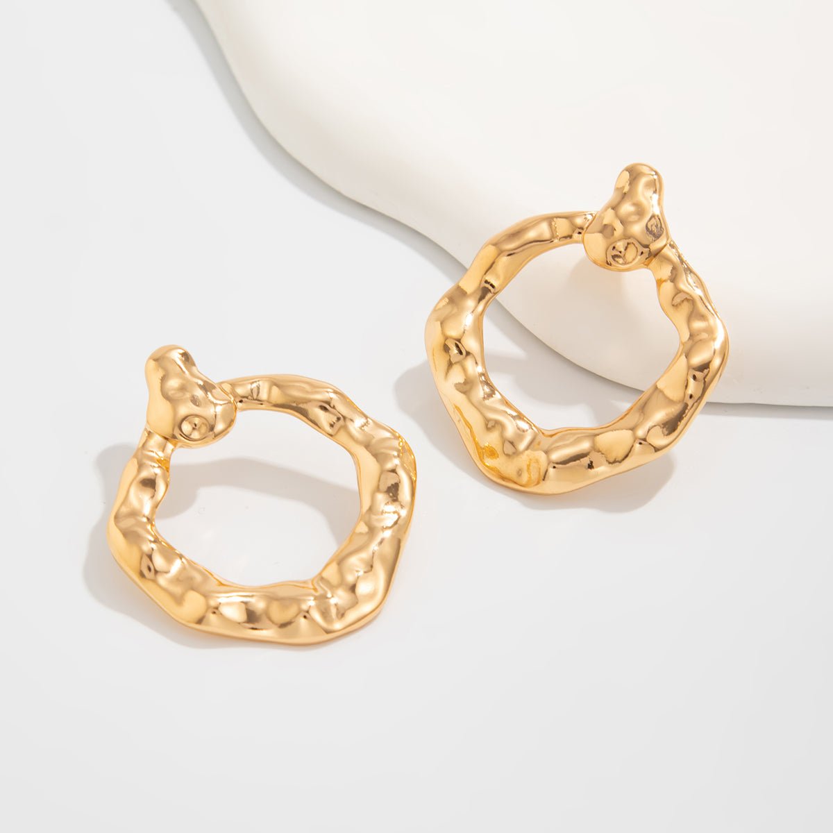 Chic Irregular Textured Hoop Stud Earrings - ArtGalleryZen