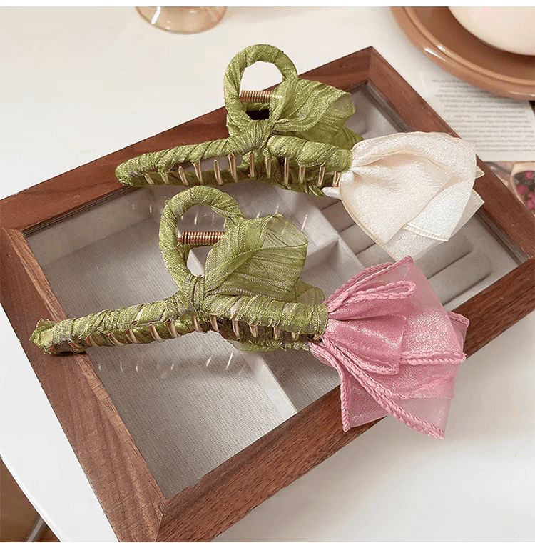 Chic Lace Tulip Chignon Claw Clip Hair Clip - ArtGalleryZen