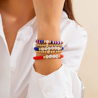 Thumbnail for Chic Layered American Star Clay Letter Beaded Chain Stackable Bracelet Set - ArtGalleryZen