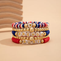 Thumbnail for Chic Layered American Star Clay Letter Beaded Chain Stackable Bracelet Set - ArtGalleryZen