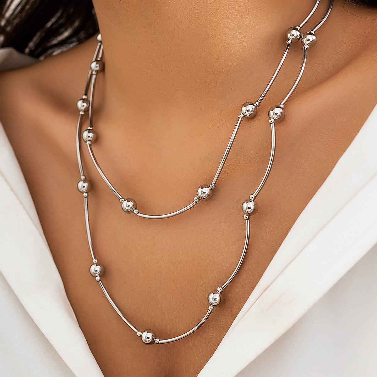 Chic Layered Ball Chain Necklace - ArtGalleryZen