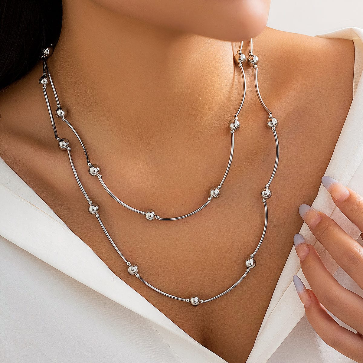 Chic Layered Ball Chain Necklace - ArtGalleryZen