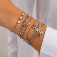 Thumbnail for Chic Layered Bowknot Star Heart Tassel Ball Cable Chain Bracelet Set