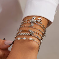 Thumbnail for Chic Layered Bowknot Star Heart Tassel Ball Cable Chain Bracelet Set