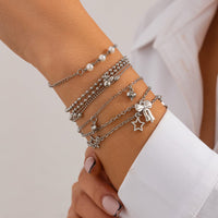 Thumbnail for Chic Layered Bowknot Star Heart Tassel Ball Cable Chain Bracelet Set