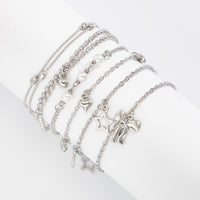 Thumbnail for Chic Layered Bowknot Star Heart Tassel Ball Cable Chain Bracelet Set