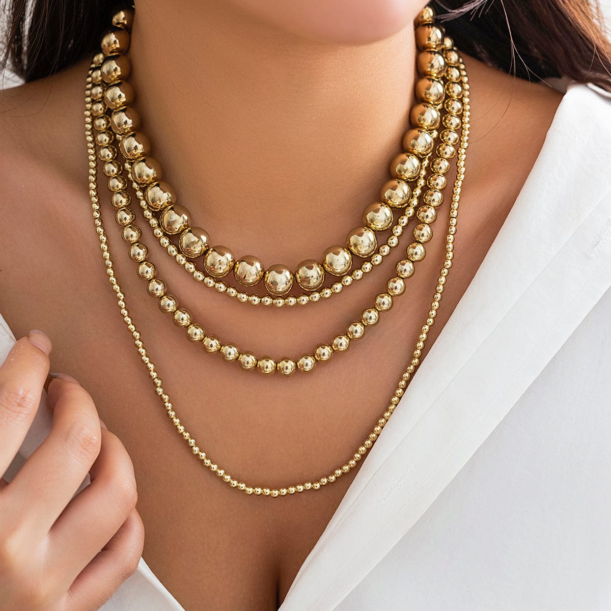 Chic Layered Chunky Ball Chain Necklace - ArtGalleryZen