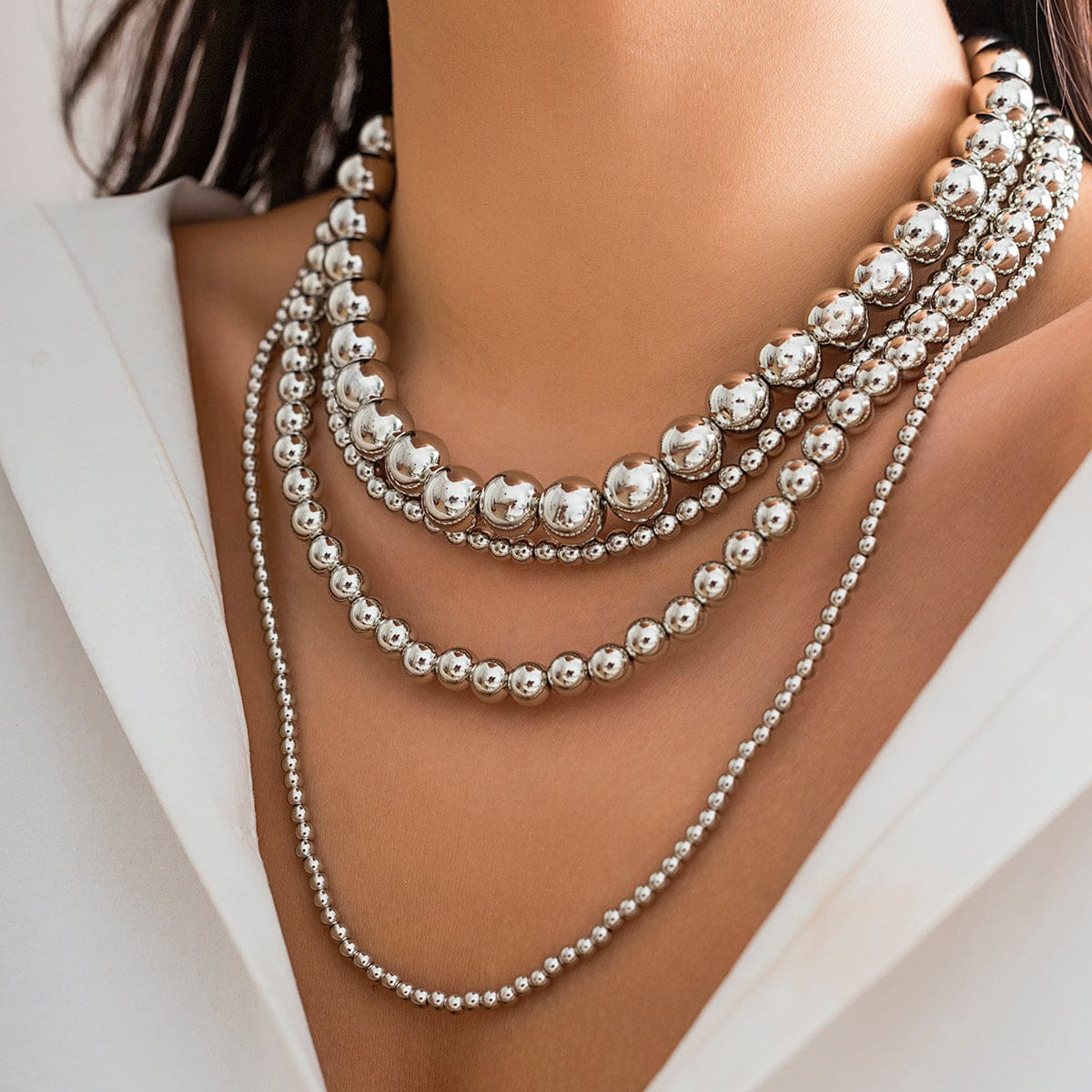 Chic Layered Chunky Ball Chain Necklace - ArtGalleryZen