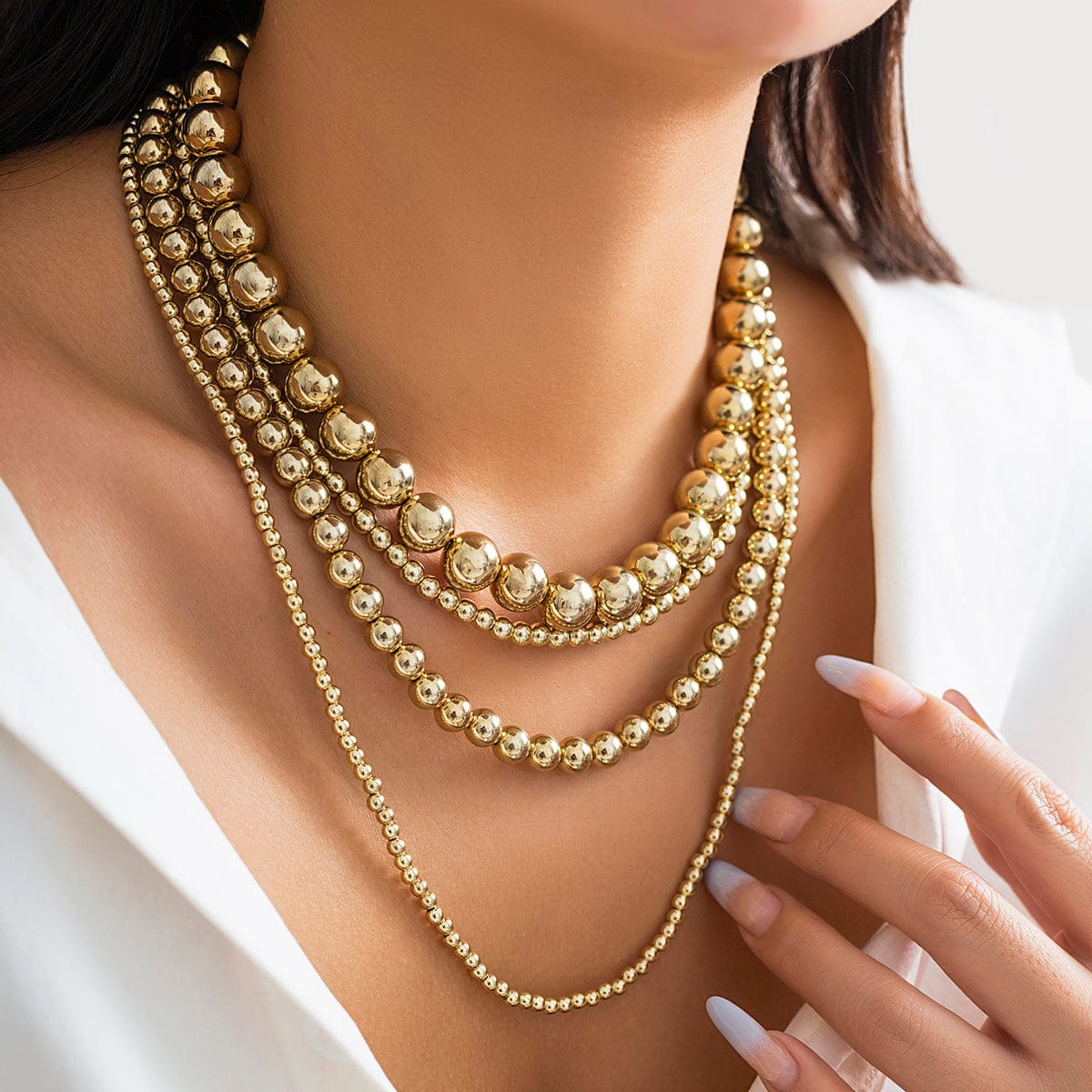 Chic Layered Chunky Ball Chain Necklace - ArtGalleryZen