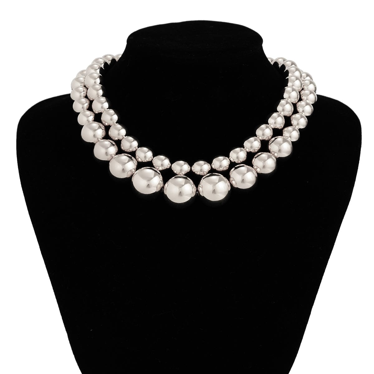 Chic Layered Chunky Ball Chain Choker Necklace Set - ArtGalleryZen